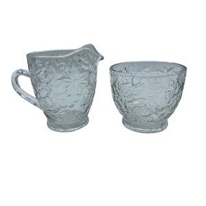 Princess House Glass Fantasia Creamer and Open Sugar Bowl